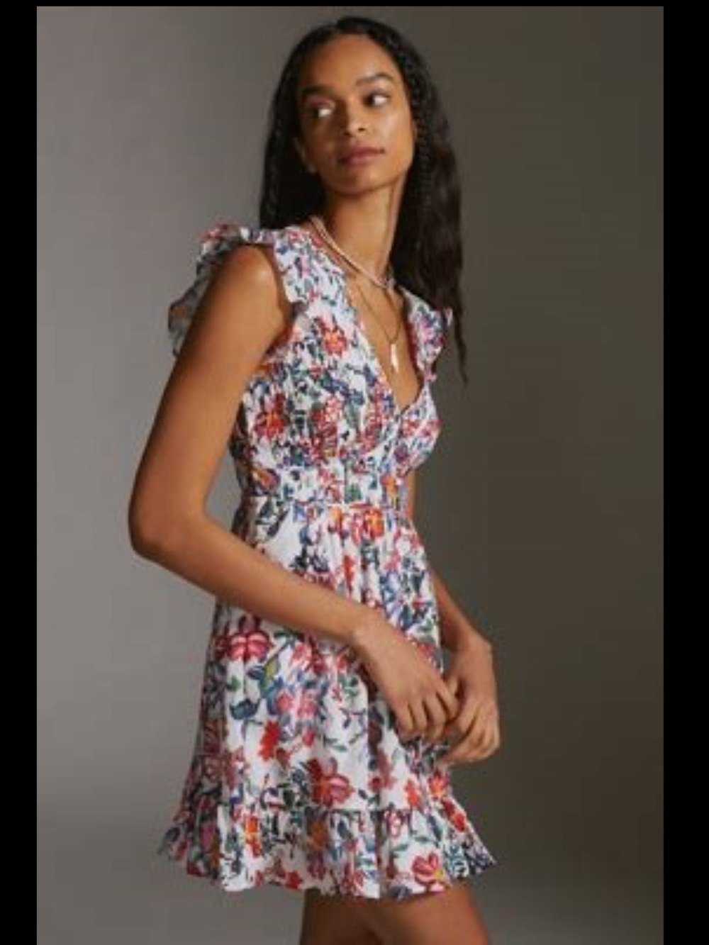 By Anthropologie peregrine floral cotton mini dress size Large
